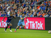 Kevin O'Toole of New York is seen during the 2024 MLS Cup Playoffs Round One match between FC Cincinnati and New York City FC at TQL Stadium...