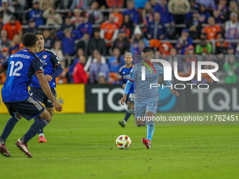 Maxi Moralez of New York is seen during the 2024 MLS Cup Playoffs Round One match between FC Cincinnati and New York City FC at TQL Stadium...