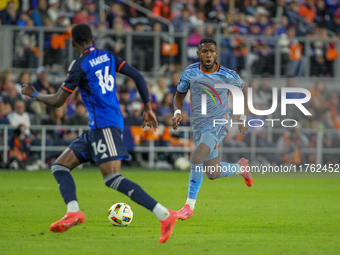 Andres Pera of New York City is seen during the 2024 MLS Cup Playoffs Round One match between FC Cincinnati and New York City FC at TQL Stad...