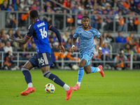 Andres Pera of New York City is seen during the 2024 MLS Cup Playoffs Round One match between FC Cincinnati and New York City FC at TQL Stad...