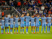 New York City players are seen during penalty kicks in the 2024 MLS Cup Playoffs Round One match between FC Cincinnati and New York City FC...