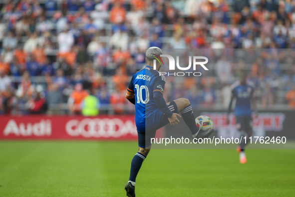 Luciano Acosta is seen during the 2024 MLS Cup Playoffs Round One match between FC Cincinnati and New York City FC at TQL Stadium in Cincinn...