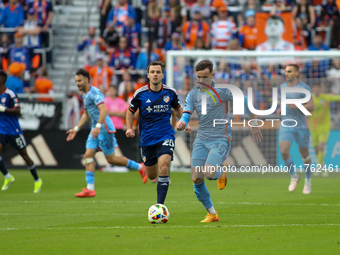 Mitja Ilenic of New York City appears during the 2024 MLS Cup Playoffs Round One match between FC Cincinnati and New York City FC at TQL Sta...