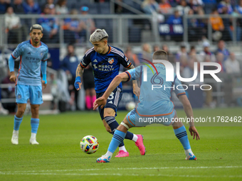 Luca Orellano of Cincinnati is seen during the 2024 MLS Cup Playoffs Round One match between FC Cincinnati and New York City FC at TQL Stadi...