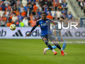 Teenage Hadebe is seen during the 2024 MLS Cup Playoffs Round One match between FC Cincinnati and New York City FC at TQL Stadium in Cincinn...