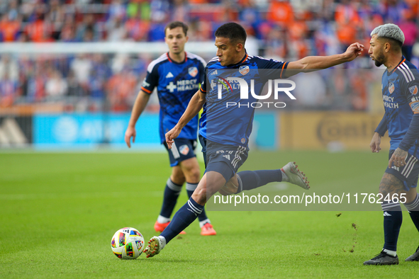 Yamil Asad of Cincinnati is seen during the 2024 MLS Cup Playoffs Round One match between FC Cincinnati and New York City FC at TQL Stadium...