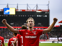 FC Twente midfielder Michel Vlap celebrates the 1-0 goal during the match between Twente and Ajax at the Grolsch Veste stadium for the Dutch...