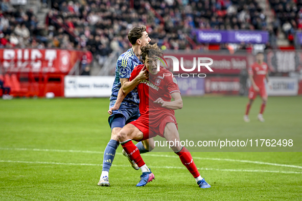 AFC Ajax Amsterdam defender Youri Baas and FC Twente forward Sam Lammers play during the match between Twente and Ajax at the Grolsch Veste...