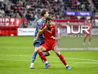 AFC Ajax Amsterdam defender Youri Baas and FC Twente forward Sam Lammers play during the match between Twente and Ajax at the Grolsch Veste...