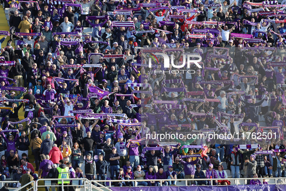 Supporters of ACF Fiorentina during the Italian Serie A football match between ACF Fiorentina and Hellas Verona FC ,on November 10 , 2024 at...