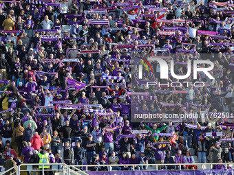 Supporters of ACF Fiorentina during the Italian Serie A football match between ACF Fiorentina and Hellas Verona FC ,on November 10 , 2024 at...