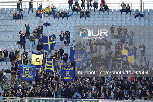 Supporters of Hellas Verona FC during  the Italian Serie A football match between ACF Fiorentina and Hellas Verona FC ,on November 10 , 2024...