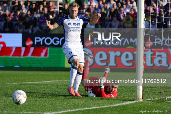 David De Gea of ACF Fiorentina controls the ball during the Italian Serie A football match between ACF Fiorentina and Hellas Verona FC ,on N...