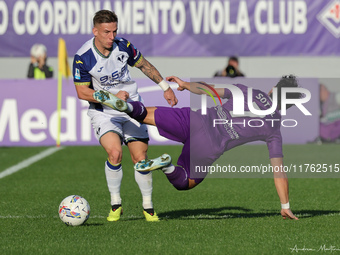 the Italian Serie A football match between ACF Fiorentina and Hellas Verona FC ,on November 10 , 2024 at the Artemio-Franchi stadium in Flor...