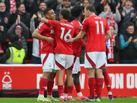 Murillo of Nottingham Forest celebrates with his teammates after scoring a goal during the Premier League match between Nottingham Forest an...