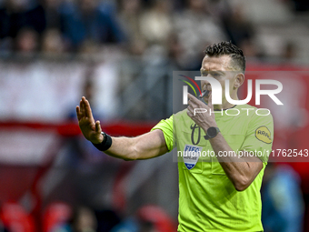 Referee Allard Lindhout officiates the match between Twente and Ajax at the Grolsch Veste Stadium for the Dutch Eredivisie season 2024-2025...