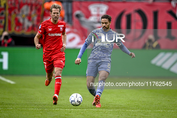 AFC Ajax Amsterdam defender Devyne Rensch plays during the match between Twente and Ajax at the Grolsch Veste stadium for the Dutch Eredivis...