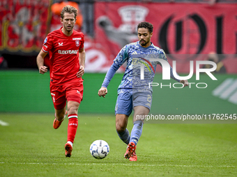 AFC Ajax Amsterdam defender Devyne Rensch plays during the match between Twente and Ajax at the Grolsch Veste stadium for the Dutch Eredivis...