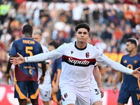 Santiago Castro of Bologna F.C. celebrates after scoring the goal of 0-1 during the 12th day of the Serie A Championship between A.S. Roma a...