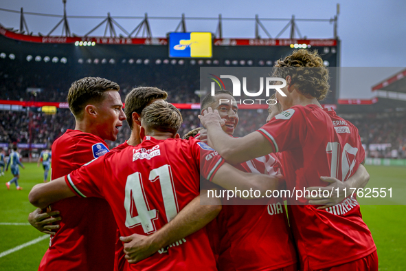 FC Twente forward Daan Rots, FC Twente midfielder Gijs Besselink, FC Twente defender Anass Salah-Eddine, FC Twente forward Sam Lammers, and...