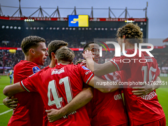 FC Twente forward Daan Rots, FC Twente midfielder Gijs Besselink, FC Twente defender Anass Salah-Eddine, FC Twente forward Sam Lammers, and...