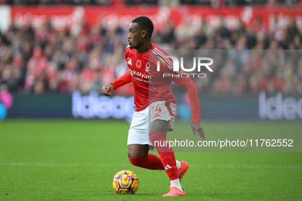 Callum Hudson-Odoi of Nottingham Forest is in action during the Premier League match between Nottingham Forest and Newcastle United at the C...