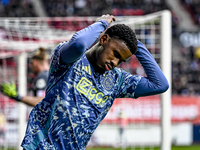 AFC Ajax Amsterdam defender Jorrel Hato plays during the match between Twente and Ajax at the Grolsch Veste stadium for the Dutch Eredivisie...