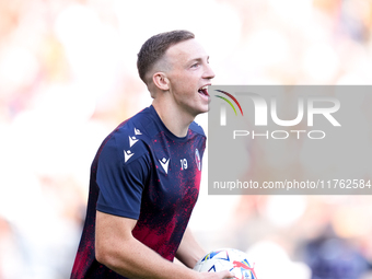 Lewis Ferguson of Bologna FC looks on during the Serie A Enilive match between AS Roma and Bologna FC at Stadio Olimpico on November 10, 202...