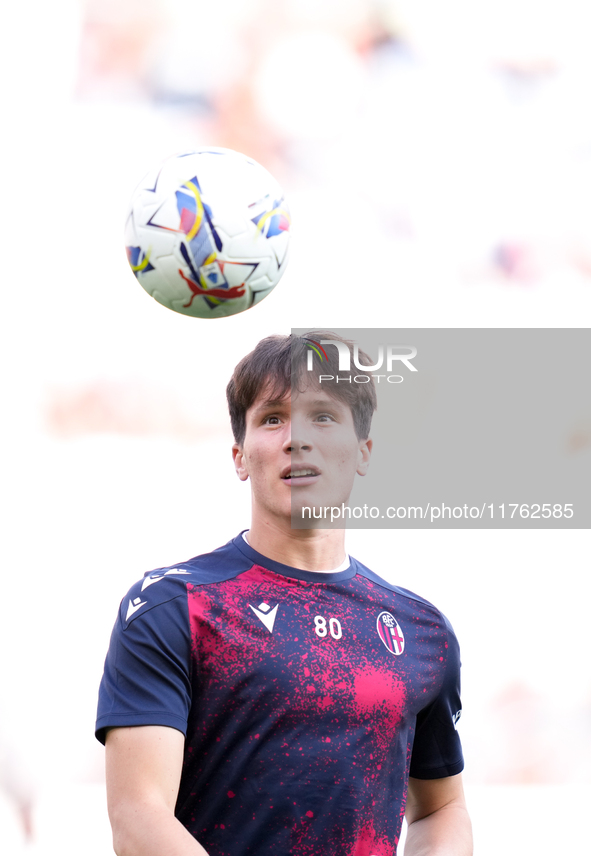 Giovanni Fabbian of Bologna FC looks on during the Serie A Enilive match between AS Roma and Bologna FC at Stadio Olimpico on November 10, 2...