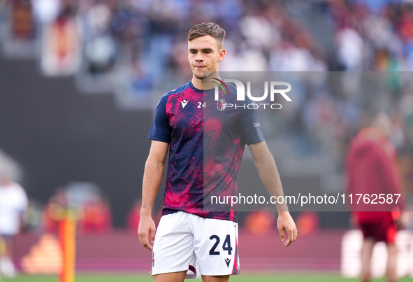 Thijs Dallinga of Bologna FC looks on during the Serie A Enilive match between AS Roma and Bologna FC at Stadio Olimpico on November 10, 202...