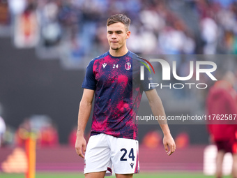 Thijs Dallinga of Bologna FC looks on during the Serie A Enilive match between AS Roma and Bologna FC at Stadio Olimpico on November 10, 202...