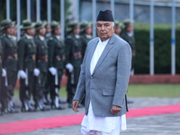 Nepal's President Ram Chandra Paudel departs for Baku to represent Nepal at COP-29 at the VVIP Terminal of Tribhuvan International Airport i...