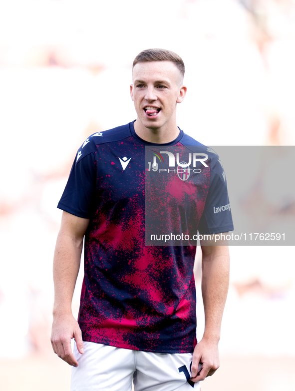 Lewis Ferguson of Bologna FC looks on during the Serie A Enilive match between AS Roma and Bologna FC at Stadio Olimpico on November 10, 202...