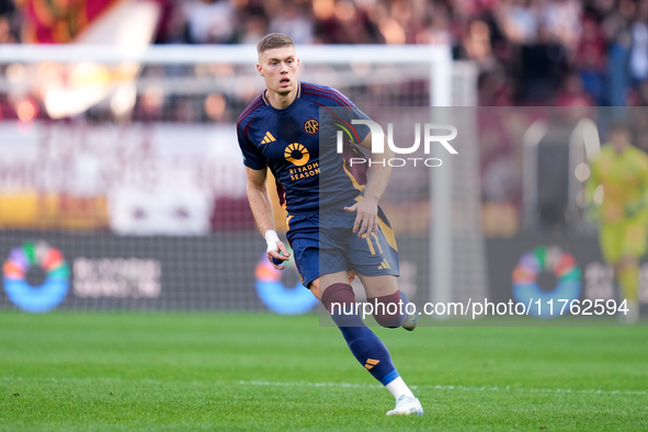 Artem Dovbyk of AS Roma during the Serie A Enilive match between AS Roma and Bologna FC at Stadio Olimpico on November 10, 2024 in Rome, Ita...