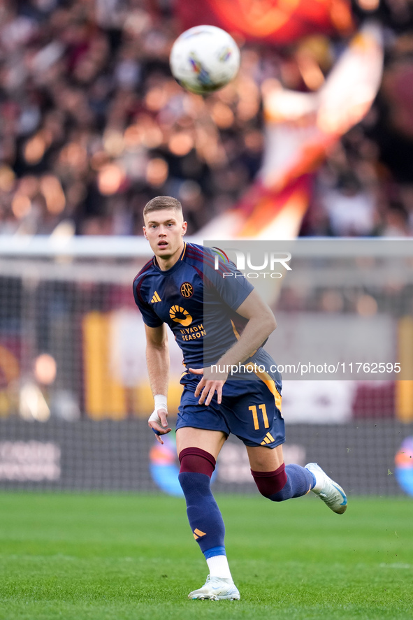 Artem Dovbyk of AS Roma during the Serie A Enilive match between AS Roma and Bologna FC at Stadio Olimpico on November 10, 2024 in Rome, Ita...