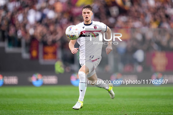 Sam Beukema of Bologna FC during the Serie A Enilive match between AS Roma and Bologna FC at Stadio Olimpico on November 10, 2024 in Rome, I...