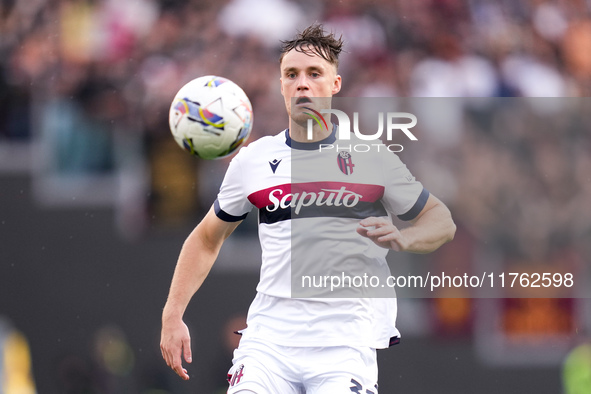 Sam Beukema of Bologna FC during the Serie A Enilive match between AS Roma and Bologna FC at Stadio Olimpico on November 10, 2024 in Rome, I...