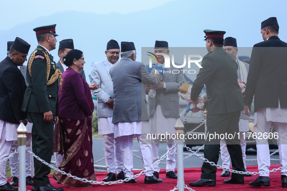 Nepal's President Ram Chandra Paudel departs for Baku to represent Nepal at COP-29 at the VVIP Terminal of Tribhuvan International Airport i...