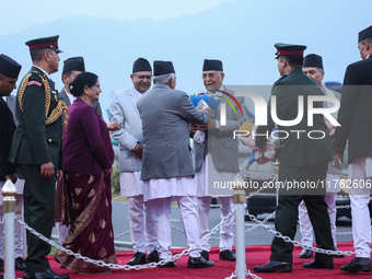 Nepal's President Ram Chandra Paudel departs for Baku to represent Nepal at COP-29 at the VVIP Terminal of Tribhuvan International Airport i...