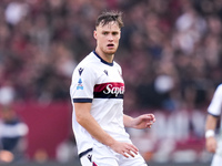 Sam Beukema of Bologna FC looks on during the Serie A Enilive match between AS Roma and Bologna FC at Stadio Olimpico on November 10, 2024 i...