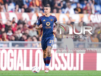 Gianluca Mancini of AS Roma during the Serie A Enilive match between AS Roma and Bologna FC at Stadio Olimpico on November 10, 2024 in Rome,...