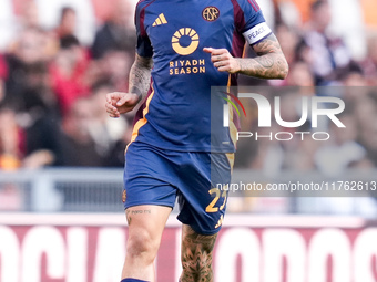 Gianluca Mancini of AS Roma during the Serie A Enilive match between AS Roma and Bologna FC at Stadio Olimpico on November 10, 2024 in Rome,...