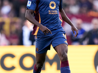 Evan Ndicka of AS Roma during the Serie A Enilive match between AS Roma and Bologna FC at Stadio Olimpico on November 10, 2024 in Rome, Ital...