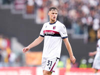 Sam Beukema of Bologna FC looks on during the Serie A Enilive match between AS Roma and Bologna FC at Stadio Olimpico on November 10, 2024 i...