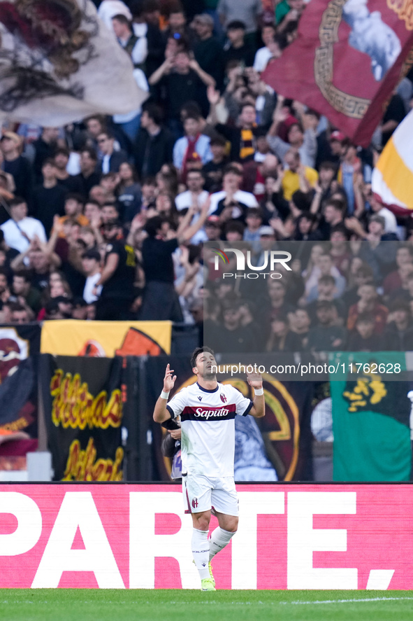 Riccardo Orsolini of Bologna FC looks dejected during the Serie A Enilive match between AS Roma and Bologna FC at Stadio Olimpico on Novembe...