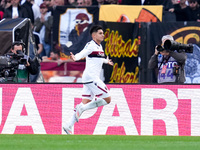 Santiago Castro of Bologna FC celebrates after scoring first goal during the Serie A Enilive match between AS Roma and Bologna FC at Stadio...