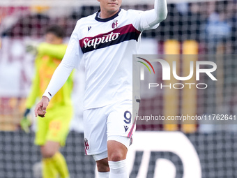 Santiago Castro of Bologna FC celebrates after scoring first goal during the Serie A Enilive match between AS Roma and Bologna FC at Stadio...