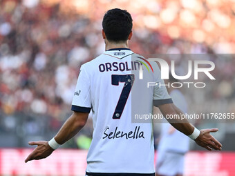 Riccardo Orsolini of Bologna F.C. participates in the 12th day of the Serie A Championship between A.S. Roma and Bologna F.C. at the Olympic...