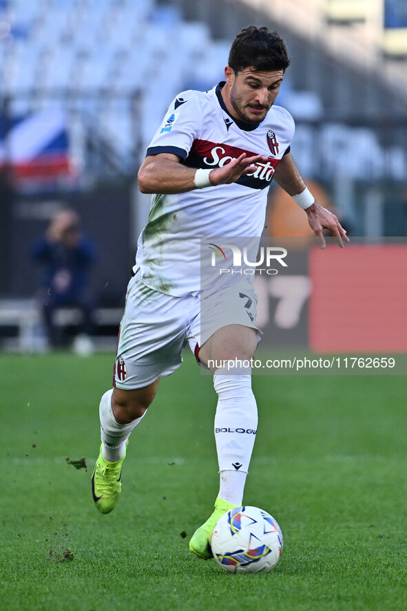 Riccardo Orsolini of Bologna F.C. participates in the 12th day of the Serie A Championship between A.S. Roma and Bologna F.C. at the Olympic...