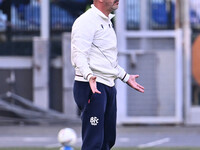 Vincenzo Italiano coaches Bologna F.C. during the 12th day of the Serie A Championship between A.S. Roma and Bologna F.C. at the Olympic Sta...